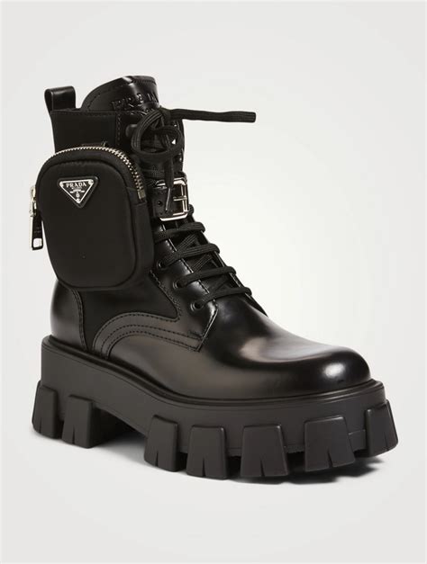 prada platform boot|Prada ankle pouch combat boots.